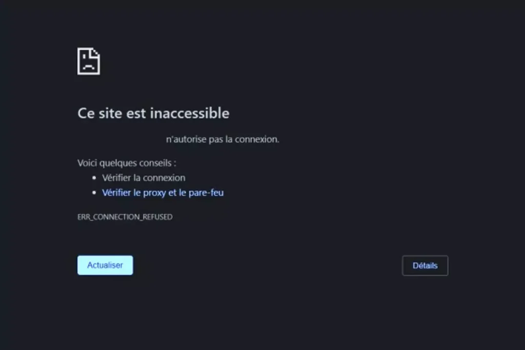 Site web inacessible