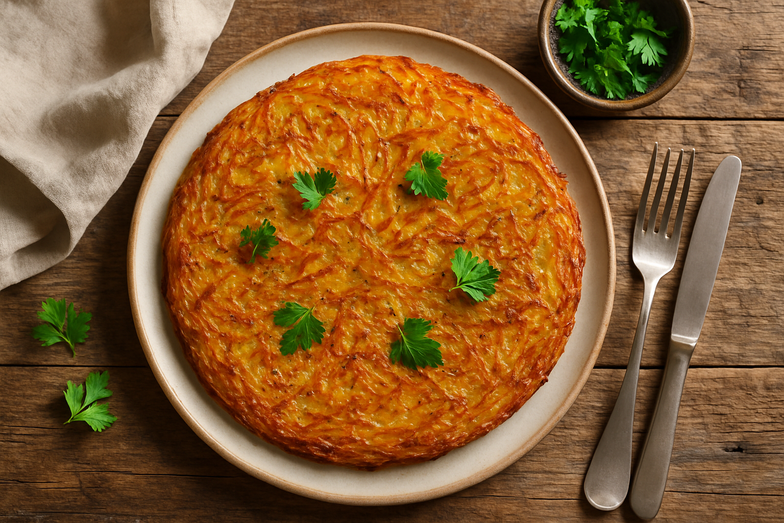 Galettes de pommes de terre dorées et croustillantes dans une poêle en fonte