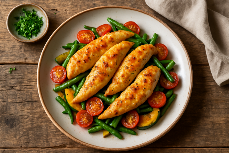 Aiguillettes de poulet dorées à la poêle avec sauce crémeuse aux champignons