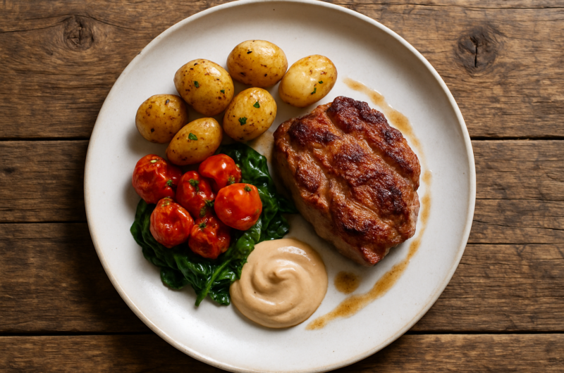 Araignée de porc saisie à la poêle avec herbes et beurre noisette